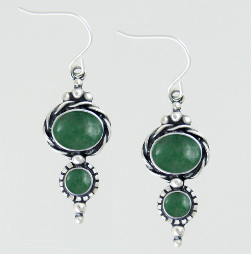 Sterling Silver Drop Dangle Earrings With Jade